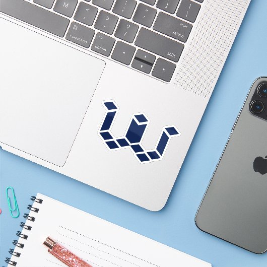 Moderne Pixel W Letter Monogram Sticker (Laptop met iPhone)