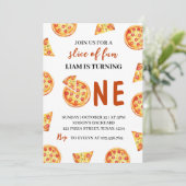 Moderne Pizza Eerste Verjaardag Uitnodiging (Staand voorkant)