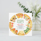 Moderne Pizza-feestje verjaardagsfeest Kaart (Staand voorkant)