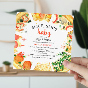 Moderne Pizza Koppel Baby Shower Kaart