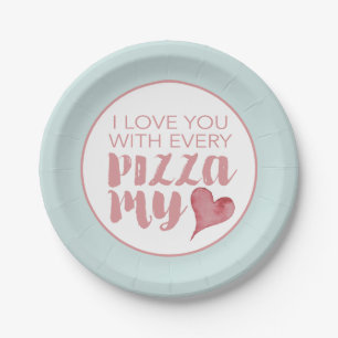 Moderne Pizza My Heart Valentijnse Party Papieren Bordje