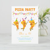 Moderne Pizza Party Leuke Eenvoudige Kinderen Verj Kaart (Staand voorkant)