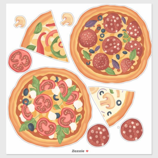 Moderne Pizza Pepperoni Food Fun Sticker (Vel)