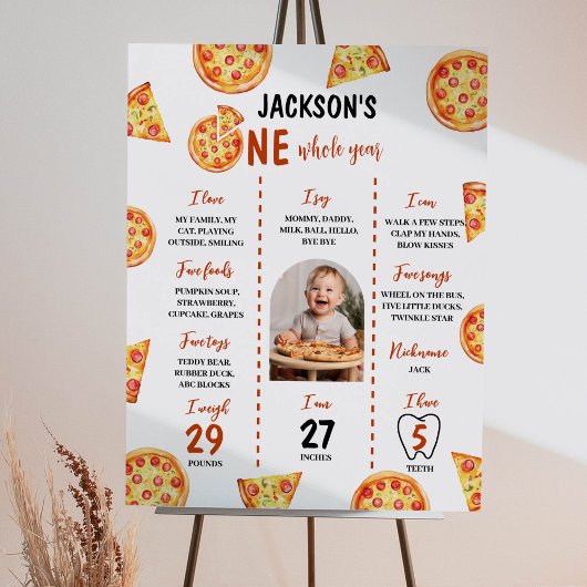 Moderne Pizza Verjaardagsfoto Milestone Poster