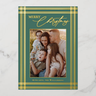 Moderne Plaid Kader Elegante Kalligrafie Kerstmis Folie Feestdagenkaart