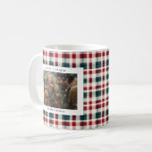 Moderne Plaid Landelijke Monogram Foto Kerstmis Koffiemok (Voorkant links)