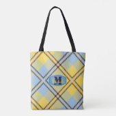 Moderne Plaid Tartan Broek Monogram Script Naam Draagtas (Achterkant)