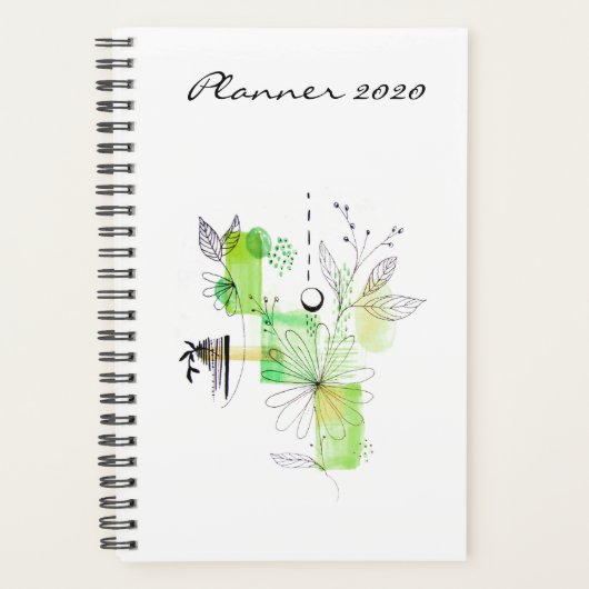 Moderne planificateur 2020 Green Art Abstrait (Devant)