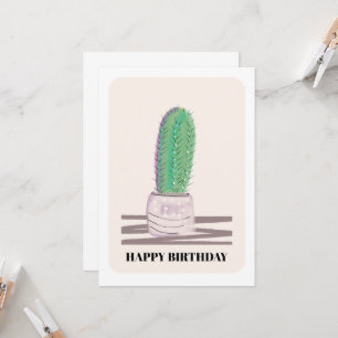 Moderne Plant Cactus Groene Verjaardagskaart Kaart