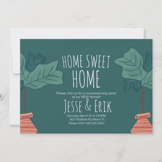 Moderne Plant Fiddle Fig Tree Housewarming Party Kaart (Voorkant)