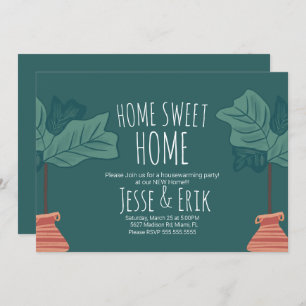 Moderne Plant Fiddle Fig Tree Housewarming Party Kaart