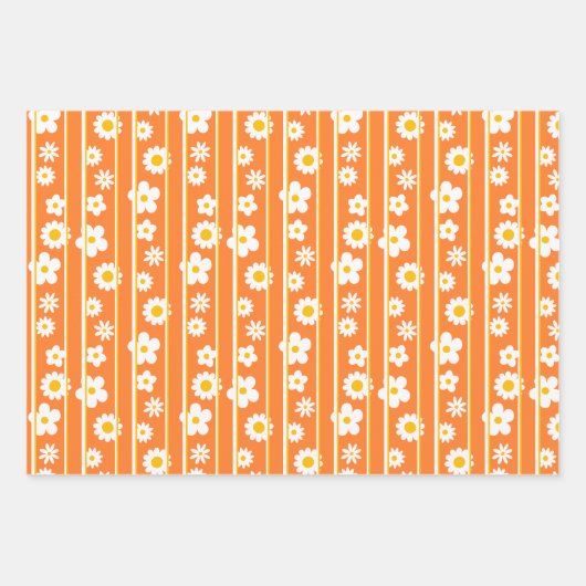 Moderne platte grafische madeliefje Sinaasappel el Inpakpapier Vel (Voorkant 3)