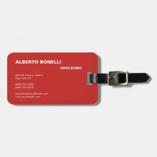Moderne platte minimalistische rode, witte Profess Bagagelabel