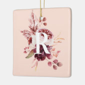 Moderne platte roze en rode Florenz met Initiaal Keramisch Ornament (Links)