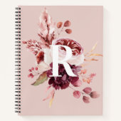 Moderne platte roze en rode Florenz met Initiaal Notitieboek (Voorkant)