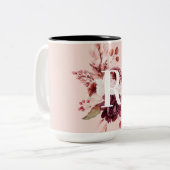 Moderne platte roze en rode Florenz met Initiaal Tweekleurige Koffiemok (Voorkant links)