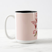 Moderne platte roze en rode Florenz met Initiaal Tweekleurige Koffiemok (Links)
