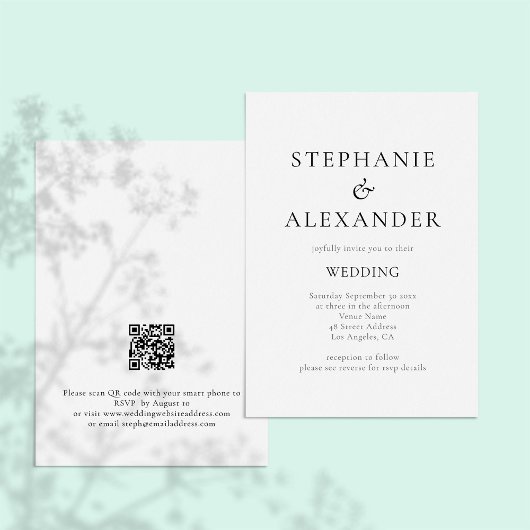 Moderne platte Typografie QR Code Wedding Kaart