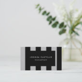 Moderne platte zwarte grijs strips visitekaartje (Staand voorkant)
