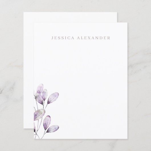 Moderne plum Foliage Personalized Stationery (Voorkant / Achterkant)