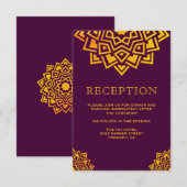 Moderne Plum Gold Mandala Indische Ontvangst Kaart (Voorkant / Achterkant)