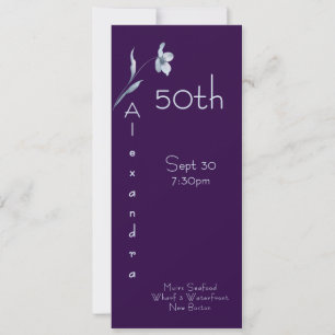 Moderne Plum Noir Verticale Bloem 50ste Verjaardag Kaart