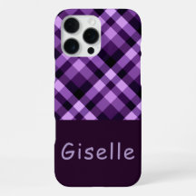 Moderne Plum Paarse Plaid Monogram Telefoonhoes
