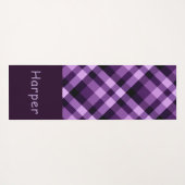 Moderne Plum Paarse Plaid Monogram Yoga Mat (Achterkant (horizontaal))
