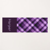 Moderne Plum Paarse Plaid Monogram Yoga Mat (Voorkant (horizontaal))