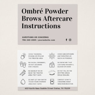 Moderne PMU Brow Instructions Card voor Brows Afte Visitekaartje