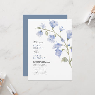 Moderne poederblauwe bloem Bruiloft Kaart