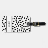 Moderne Polka Dot Zwart Wit Chic Elegant Custom Bagagelabel (Voorkant horizontaal)
