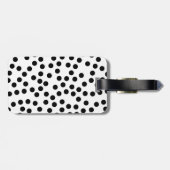 Moderne Polka Dot Zwart Wit Chic Elegant Custom Bagagelabel (Achterkant horizontaal)
