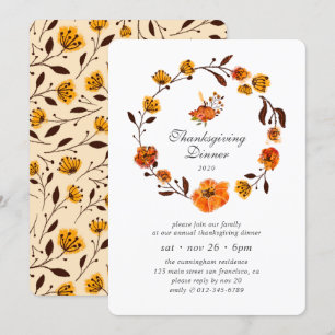 Moderne pompbloemkrans Thanksgiving Kaart