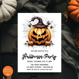 Moderne Pompoen Spinnen Volwassen Halloween Party Kaart