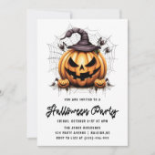 Moderne Pompoen Spinnen Volwassen Halloween Party Kaart (Voorkant)