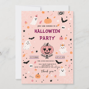 Moderne Pompoen Spinnen Volwassen Halloween Party Kaart