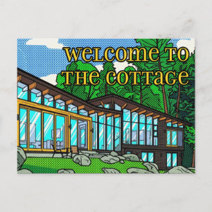 Moderne Pop Art Boshuisje Mid-Century Comic Briefkaart
