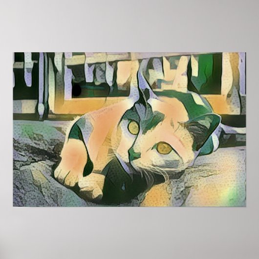 Moderne Pop art Calico Kat voor katten Poster (Voorkant)