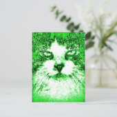 Moderne Pop Art Cat Green Briefkaart (Staand voorkant)