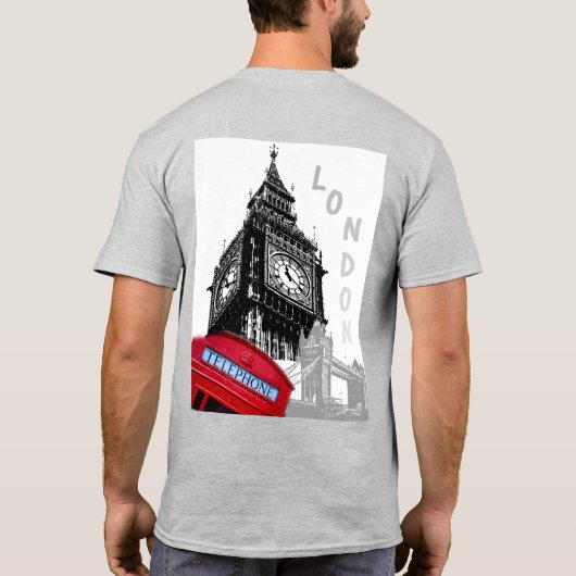 Moderne Pop Art Elegant London Big Ben Clock Tower T-shirt (Achterkant)