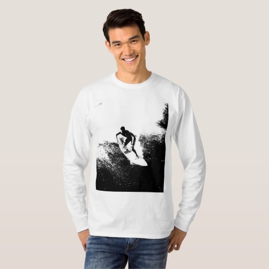 Moderne Pop Art Elegant Surfer Sjabloon Trendy T-shirt (Voorkant volledig)