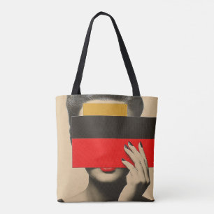 Moderne Pop Art Mysterieuze vrouw achter kleuren Draagtas