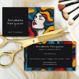 Moderne Pop Art Retro Kleurrijke Haar Make-up Visitekaartje