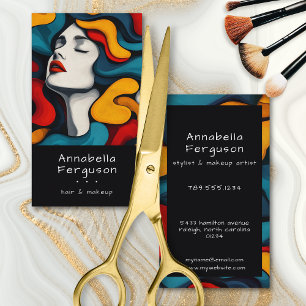 Moderne Pop Art Retro Kleurrijke Haar Make-up Visitekaartje