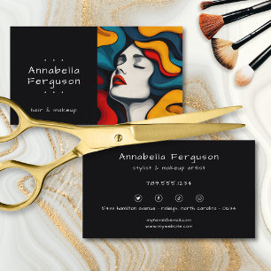 Moderne Pop Art Retro Kleurrijke Haar Make-up Visitekaartje