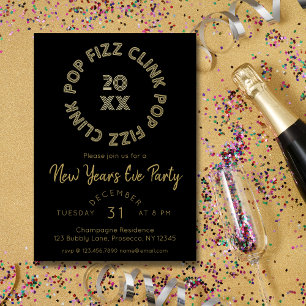 Moderne Pop Fizz Clink Nieuwjaarsfeest Folie Feestdagenkaart