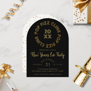 Moderne Pop Fizz Clink Nieuwjaarsfeest Kaart