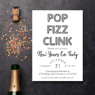 Moderne Pop Fizz Clink Nieuwjaarsfeest Kaart