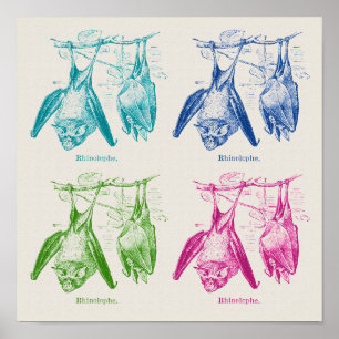 Moderne pop kunst retro grid Halloween vleermuis p Poster